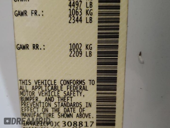 2018 Nissan LEAF SL with VIN 1N4AZ1CP0JC308817, listed as a Copart auction lot 88687055 with 40,644 mi miles and Salvage Title. Bid and sale history available at DreamBid. Image 12.