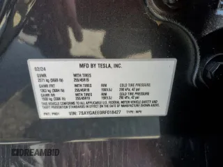 2024 Tesla Model Y Long Range with VIN 7SAYGAEE0RF018427, listed as a Copart auction lot 42455075 with 13,347 mi miles and Salvage Title. Bid and sale history available at DreamBid. Image 14.