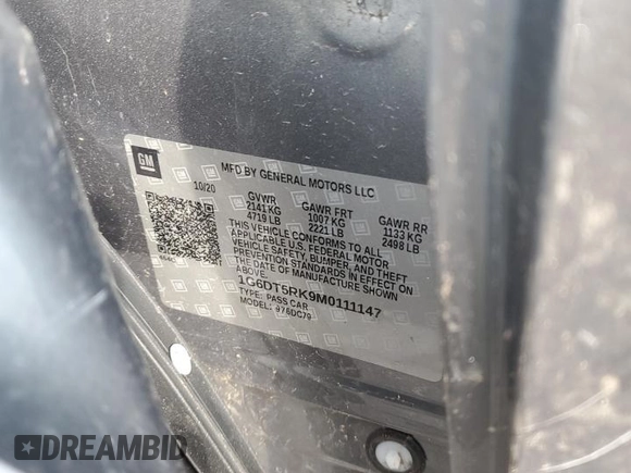 2021 Cadillac CT5 Premium Luxury z VIN 1G6DT5RK9M0111147, wystawiony jako Copart lot #50029755 z przebiegiem Nie podano mil oraz Szkoda całkowita • Salvage title. Historia ofert i sprzedaży dostępna na DreamBid. Obrazek 12.
