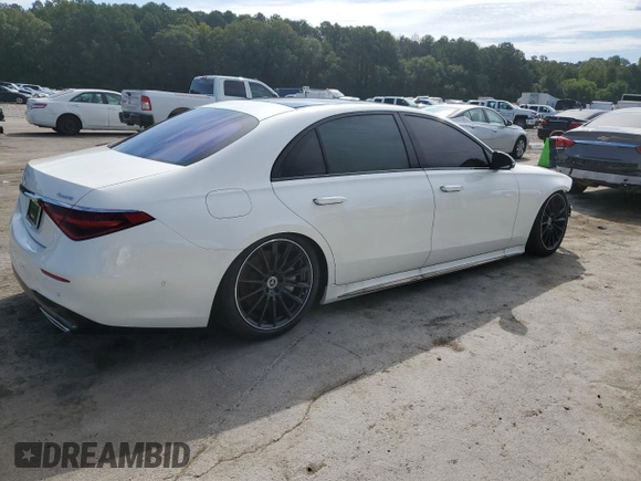 2023 Mercedes-Benz S-Class S 500 with VIN W1K6G6DB3PA223115, listed as a Copart auction lot 69158214 with 4,554 mi miles and Salvage Title. Bid and sale history available at carsss.com. Image 3.