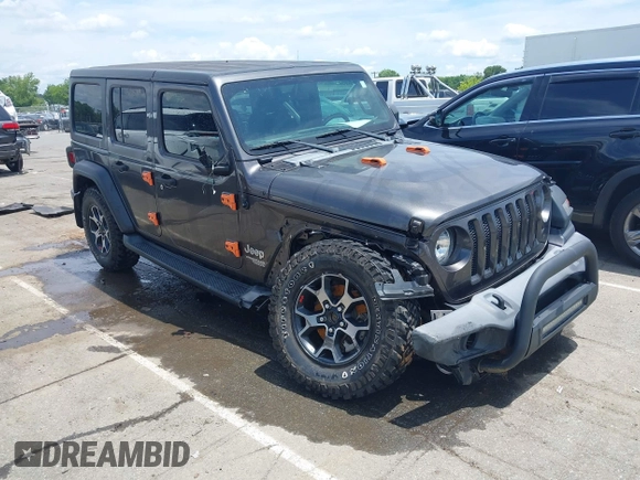 2019 Jeep Wrangler Unlimited Sport S with VIN 1C4HJXDN4KW577273, listed as a IAAI auction lot 42435847 with 69,403 mi miles and . Bid and sale history available at DreamBid. Image 1.