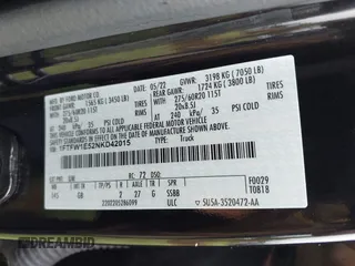 2022 Ford F-150 XL с VIN 1FTFW1E52NKD42015, выставлен на аукционе IAAI как лот 42068734 с пробегом 35 353 миль миль и . История ставок и продаж доступна на DreamBid. Изображение 9.