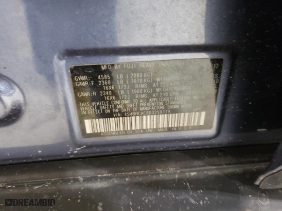 2013 Subaru Outback 2.5i with VIN 4S4BRCAC8D3259179, listed as a Copart auction lot 49683415 with 241,803 mi miles and Salvage Title. Bid and sale history available at carsss.com. Image 13.