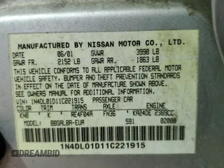 2001 Nissan Altima GXE with VIN 1N4DL01D11C221915, listed as a Copart auction lot 78054504 with 164,116 mi miles and Salvage Title. Bid and sale history available at carsss.com. Image 14.