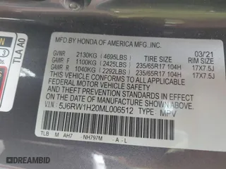 2021 Honda CR-V LX with VIN 5J6RW1H20ML006512, listed as a IAAI auction lot 41811226 with 74,294 mi miles. Bid and sale history available at carsss.com. Image 9.