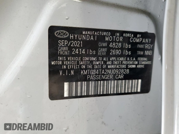 2022 Genesis G70 2.0T with VIN KMTG34TA2NU092828, listed as a Copart auction lot 47296105 with 15,737 mi miles and Salvage title. Bid and sale history available at DreamBid. Image 12.