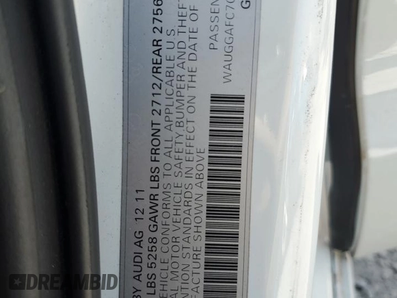 2012 Audi A6 Premium Plus z VIN WAUGGAFC7CN099129, wystawiony jako Copart lot #60021485 z przebiegiem 43 783 mil mil oraz Szkoda całkowita • Salvage title. Historia ofert i sprzedaży dostępna na DreamBid. Obrazek 12.