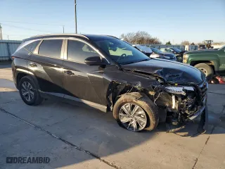 2022 Hyundai Tucson Hybrid Blue with VIN KM8JBCA13NU025820, listed as a Copart auction lot 48681075 with 0 mi miles and Salvage Title. Bid and sale history available at carsss.com. Image 4.