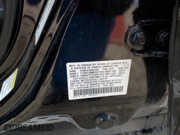 2013 Acura MDX Advance with VIN 2HNYD2H81DH513704, listed as a Copart auction lot 83704634 with 134,295 mi miles and Salvage Title. Bid and sale history available at DreamBid. Image 14.