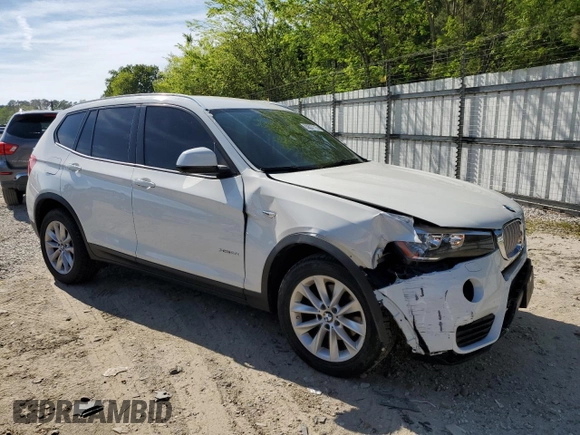 2017 BMW X3 sDrive28i with VIN 5UXWZ7C50H0U45400, listed as a Copart auction lot 53637115 with 86,555 mi miles and Salvage Title. Bid and sale history available at DreamBid. Image 4.