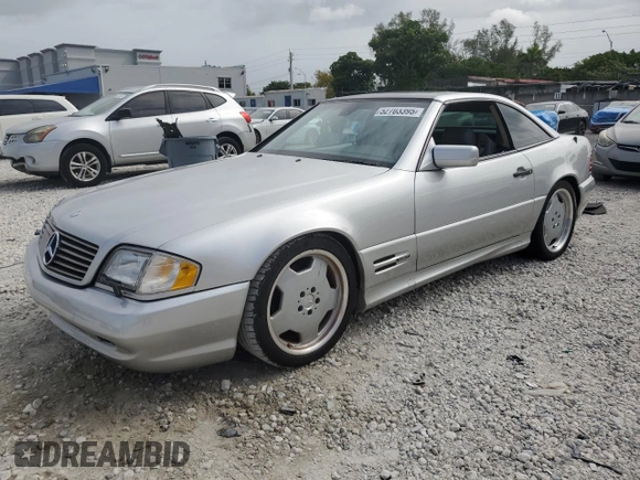 1997 Mercedes-Benz SL-Class with VIN WDBFA67F2VF151123, listed as a Copart auction lot 52703395 with 76,649 mi miles and Non Repairable. Bid and sale history available at carsss.com. Image 1.