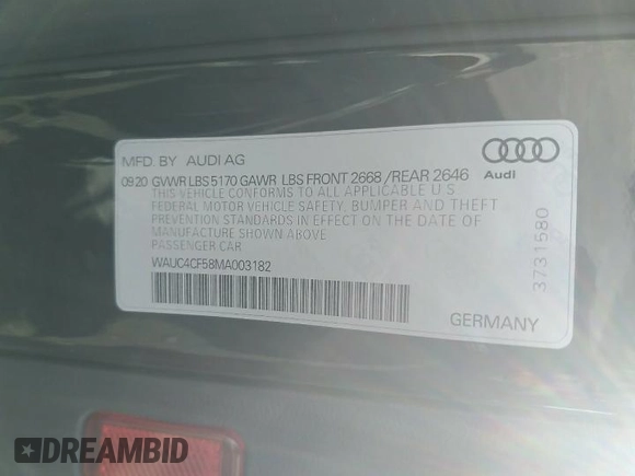 2021 Audi S5 Sportback Premium Plus z VIN WAUC4CF58MA003182, wystawiony jako Copart lot #43431885 z przebiegiem 48 259 mil mil oraz Szkoda całkowita • Salvage title. Historia ofert i sprzedaży dostępna na DreamBid. Obrazek 14.