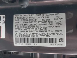 2017 Honda CR-V LX with VIN 2HKRW6H3XHH205122, listed as a IAAI auction lot 41885439 with 50,003 mi miles and . Bid and sale history available at DreamBid. Image 9.