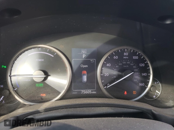 2015 Lexus NX 300h with VIN JTJBJRBZ8F2019315, listed as a Copart auction lot 78043514 with 75,605 mi miles and Salvage title. Bid and sale history available at DreamBid. Image 9.