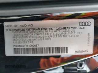 2015 Audi A3 1.8T Premium with VIN WAUACGFF1F1092087, listed as a Copart auction lot 72145763 with 83,482 mi miles. Bid and sale history available at carsss.com. Image 13.