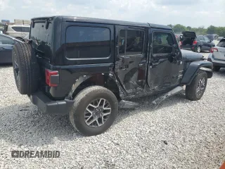 2024 Jeep Wrangler Sahara with VIN 1C4PJXEG0RW335831, listed as a Copart auction lot 61973055 with 15,785 mi miles and Salvage title. Bid and sale history available at DreamBid. Image 3.