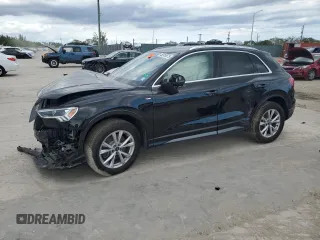 2021 Audi Q3 S line Premium Plus with VIN WA1EECF3XM1026707, listed as a Copart auction lot 46916875 with 0 mi miles and Salvage Title. Bid and sale history available at carsss.com. Image 1.