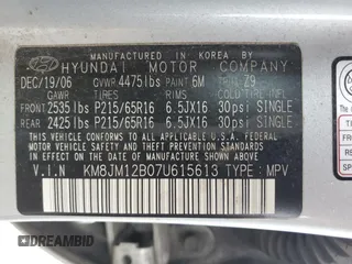 2007 Hyundai Tucson GLS with VIN KM8JM12B07U615613, listed as a Copart auction lot 73453164 with 245,162 mi miles and Salvage Title. Bid and sale history available at carsss.com. Image 15.