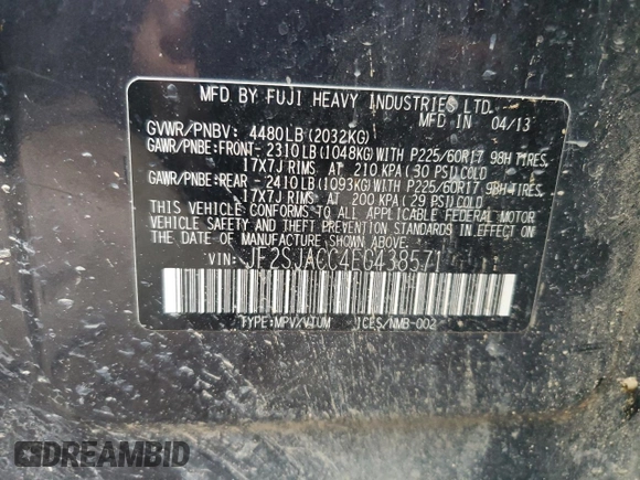 2014 Subaru Forester 2.5i Premium with VIN JF2SJACC4EG438571, listed as a Copart auction lot 45237625 with 196,142 mi miles and Salvage Title. Bid and sale history available at carsss.com. Image 13.