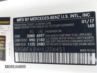 2017 Mercedes-Benz C 300 с VIN 55SWF4JB4HU206451, выставлен на аукционе IAAI как лот 42094778 с пробегом 76 046 миль миль и . История ставок и продаж доступна на DreamBid. Изображение 9.