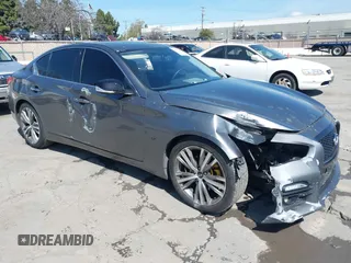 2014 Infiniti Q50 with VIN JN1BV7AP4EM686030, listed as a IAAI auction lot 41838169 with 148,787 mi miles. Bid and sale history available at carsss.com. Image 1.