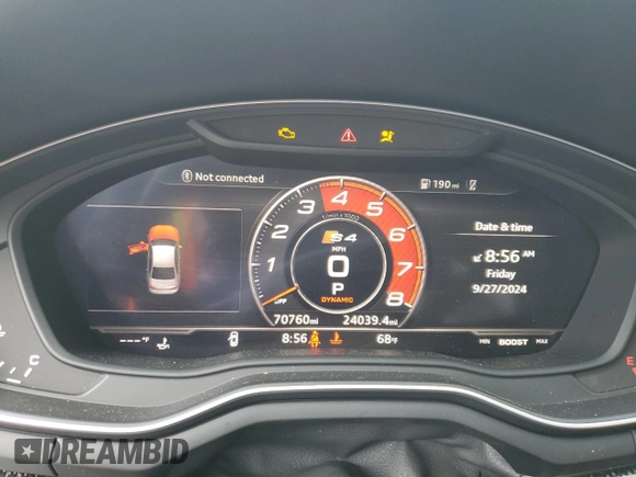 2018 Audi S4 Premium Plus with VIN WAUB4AF4XJA202043, listed as a Copart auction lot 72751834 with 70,760 mi miles and Salvage Title. Bid and sale history available at carsss.com. Image 9.