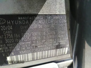 2005 Hyundai Santa Fe GLS with VIN KM8SC73E25U884390, listed as a IAAI auction lot 41824089 with 127,570 mi miles. Bid and sale history available at carsss.com. Image 9.