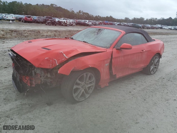 2018 Ford Mustang GT Premium with VIN 1FATP8FF9J5103981, listed as a Copart auction lot 75933714 with 90450 miles and Salvage Title. Bid and sale history available at carsss.com. Image 1.