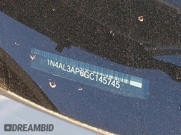2016 Nissan Altima SR with VIN 1N4AL3AP6GC145745, listed as a IAAI auction lot 41737443 with 101,545 mi miles and . Bid and sale history available at DreamBid. Image 9.