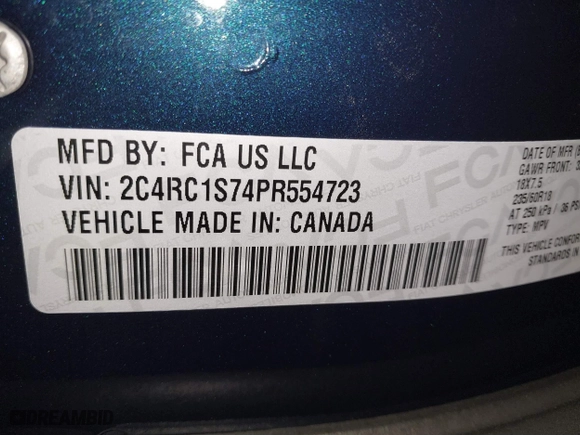 2023 Chrysler Pacifica Hybrid Limited with VIN 2C4RC1S74PR554723, listed as a IAAI auction lot 41317141 with 16,960 mi miles. Bid and sale history available at carsss.com. Image 9.