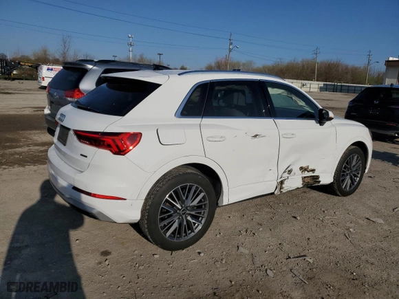 2022 Audi Q3 Premium with VIN WA1AUCF31N1001715, listed as a Copart auction lot 51365625 with 27,666 mi miles and Non Repairable. Bid and sale history available at carsss.com. Image 3.