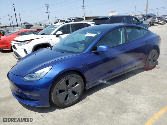 2022 Tesla Model 3 with VIN 5YJ3E1EA8NF304384, listed as a Copart auction lot 46517795 with 0 mi miles and Salvage Title. Bid and sale history available at carsss.com. Image 1.