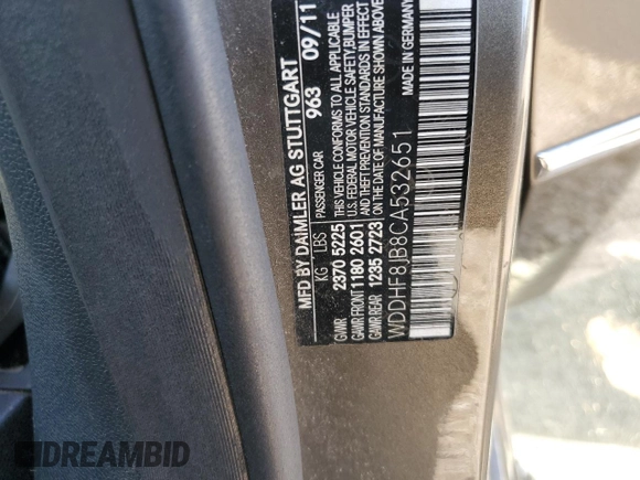 2012 Mercedes-Benz E 350 Luxury with VIN WDDHF8JB8CA532651, listed as a Copart auction lot 53087825 with 226,966 mi miles and Clean Title. Bid and sale history available at DreamBid. Image 14.