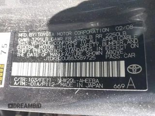 2008 Toyota Prius with VIN JTDKB20U883389725, listed as a IAAI auction lot 42021487 with 132,914 mi miles. Bid and sale history available at carsss.com. Image 9.