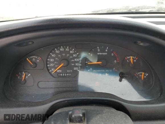 1998 Ford Mustang with VIN 1FAFP4449WF153210, listed as a Copart auction lot 44126725 with 143,249 mi miles and Salvage Title. Bid and sale history available at carsss.com. Image 9.