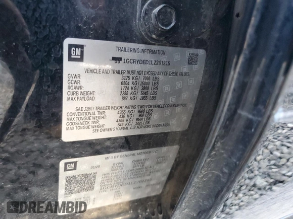 2020 Chevrolet Silverado 1500 LT with VIN 1GCRYDED1LZ201215, listed as a Copart auction lot 85584404 with 55,326 mi miles and Salvage Title. Bid and sale history available at carsss.com. Image 12.