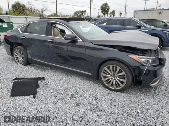 2018 Genesis G80 Ultimate with VIN KMHGN4JF7JU216279, listed as a Copart auction lot 42200505 with 52,514 mi miles and Salvage Title. Bid and sale history available at DreamBid. Image 4.