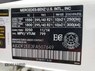 2015 Mercedes-Benz GL-Class GL 350 BlueTEC with VIN 4JGDF2EE3FA507649, listed as a Copart auction lot 42015574 with 183,967 mi miles. Bid and sale history available at carsss.com. Image 12.