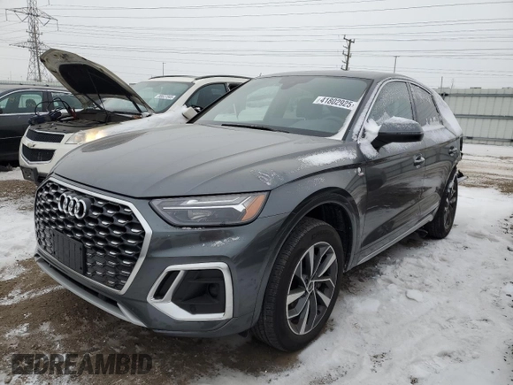 2023 Audi Q5 Sportback S line Premium Plus with VIN WA15AAFYXP2018956, listed as a Copart auction lot 41802925 with 22,132 mi miles and Salvage title. Bid and sale history available at DreamBid. Image 1.