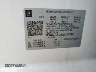 2018 GMC Yukon XL SLT with VIN 1GKS2GKC8JR307890, listed as a Copart auction lot 54428945 with 65,590 mi miles and Salvage title. Bid and sale history available at DreamBid. Image 14.