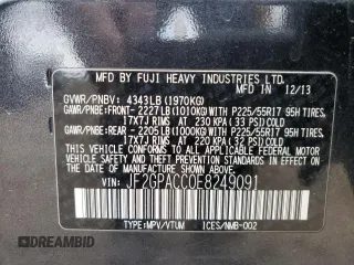 2014 Subaru Crosstrek Premium z VIN JF2GPACC0E8249091, wystawiony jako Copart lot #58040465 z przebiegiem 335 975 mil mil oraz Szkoda całkowita • Salvage title. Historia ofert i sprzedaży dostępna na DreamBid. Obrazek 14.
