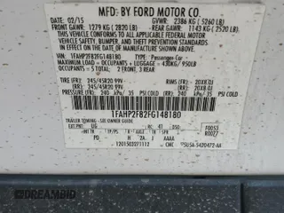 2015 Ford Taurus Limited with VIN 1FAHP2F82FG148180, listed as a Copart auction lot 62354685 with 107,998 mi miles and Salvage title. Bid and sale history available at DreamBid. Image 12.