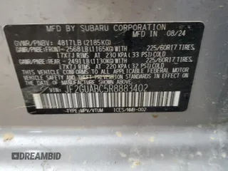 2024 Subaru Crosstrek z VIN JF2GUABC5R8883402, wystawiony jako Copart lot #55194115 z przebiegiem 5 362 mil mil oraz Szkoda całkowita • Salvage title. Historia ofert i sprzedaży dostępna na DreamBid. Obrazek 14.
