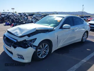 2014 Infiniti Q50 Hybrid Sport with VIN JN1AV7AP0EM691057, listed as a IAAI auction lot 41836162 with 147,477 mi miles and . Bid and sale history available at DreamBid. Image 2.