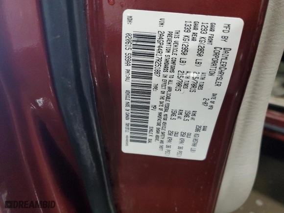 2007 Chrysler Town & Country LWB LX with VIN 2A4GP44R17R251887, listed as a Copart auction lot 42909775 with 199,819 mi miles and Salvage Title. Bid and sale history available at carsss.com. Image 14.