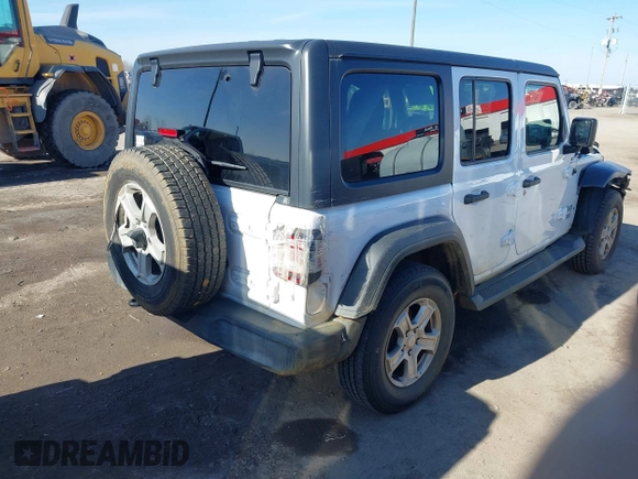 2020 Jeep Wrangler Unlimited Sport S with VIN 1C4HJXDN6LW161341, listed as a IAAI auction lot 41217843 with 74,196 mi miles and . Bid and sale history available at DreamBid. Image 4.