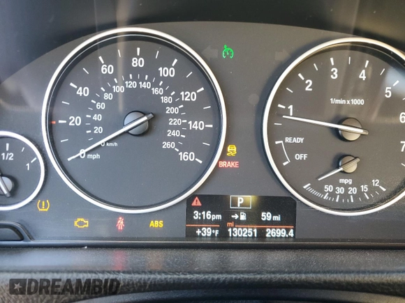 2015 BMW 3 Series 328i with VIN WBA3C1C59FK124747, listed as a Copart auction lot 45480145 with 130,251 mi miles and Salvage Title. Bid and sale history available at carsss.com. Image 9.