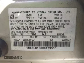 1999 Nissan Altima XE with VIN 1N4DL01D6XC179556, listed as a IAAI auction lot 41783234 with 129,064 mi miles. Bid and sale history available at carsss.com. Image 9.