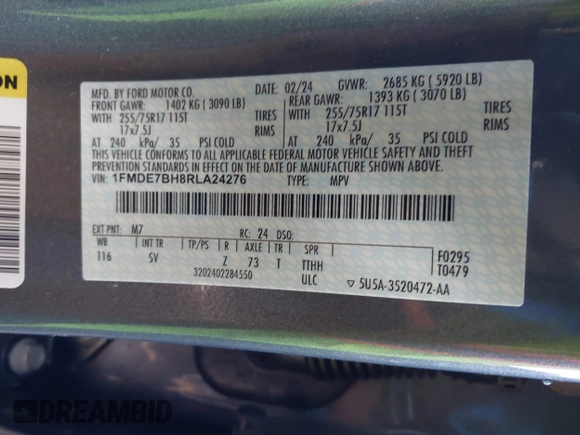 2024 Ford Bronco Big Bend z VIN 1FMDE7BH8RLA24276, wystawiony jako IAAI lot #41560223 z przebiegiem 17 330 mil mil oraz . Historia ofert i sprzedaży dostępna na DreamBid. Obrazek 9.