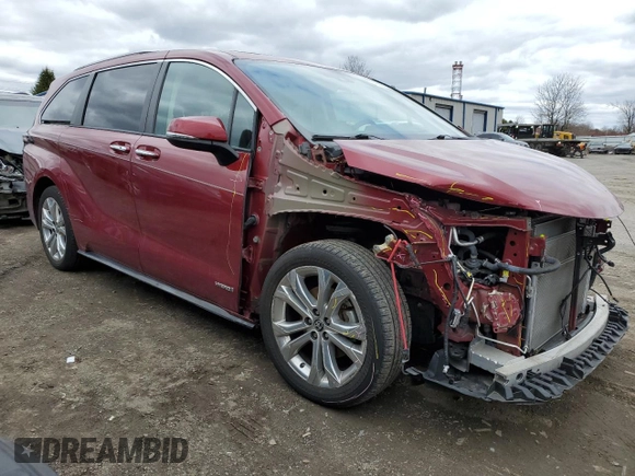 2021 Toyota Sienna Limited with VIN 5TDERKEC4MS008860, listed as a Copart auction lot 48590915 with 61,434 mi miles and Salvage Title. Bid and sale history available at carsss.com. Image 4.